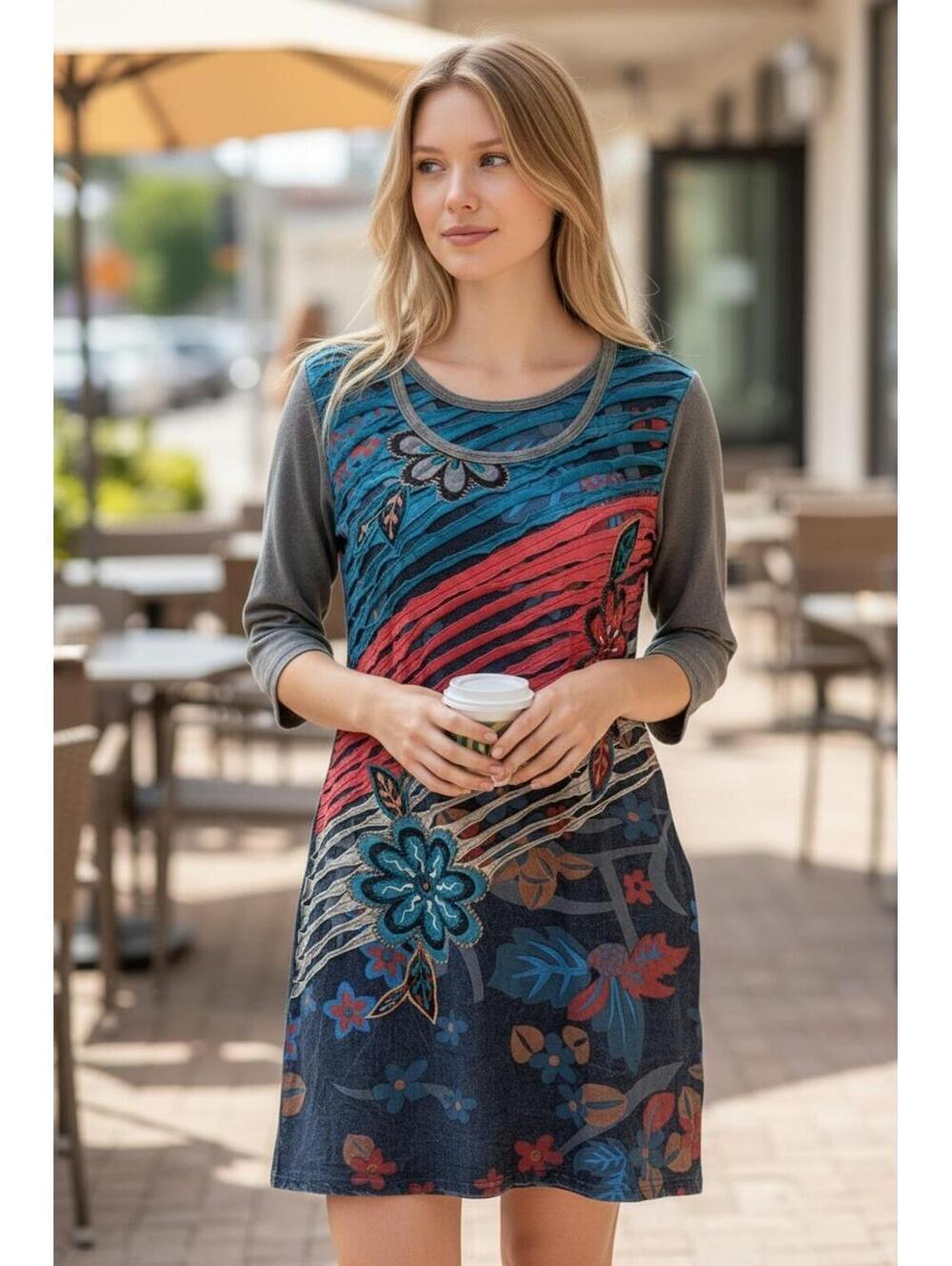 Leopards and Roses Dress Small Boho Tunic Wearable Art Patchwork Embroidered...